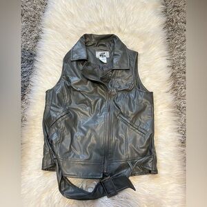 Gray Faux Leather Vest